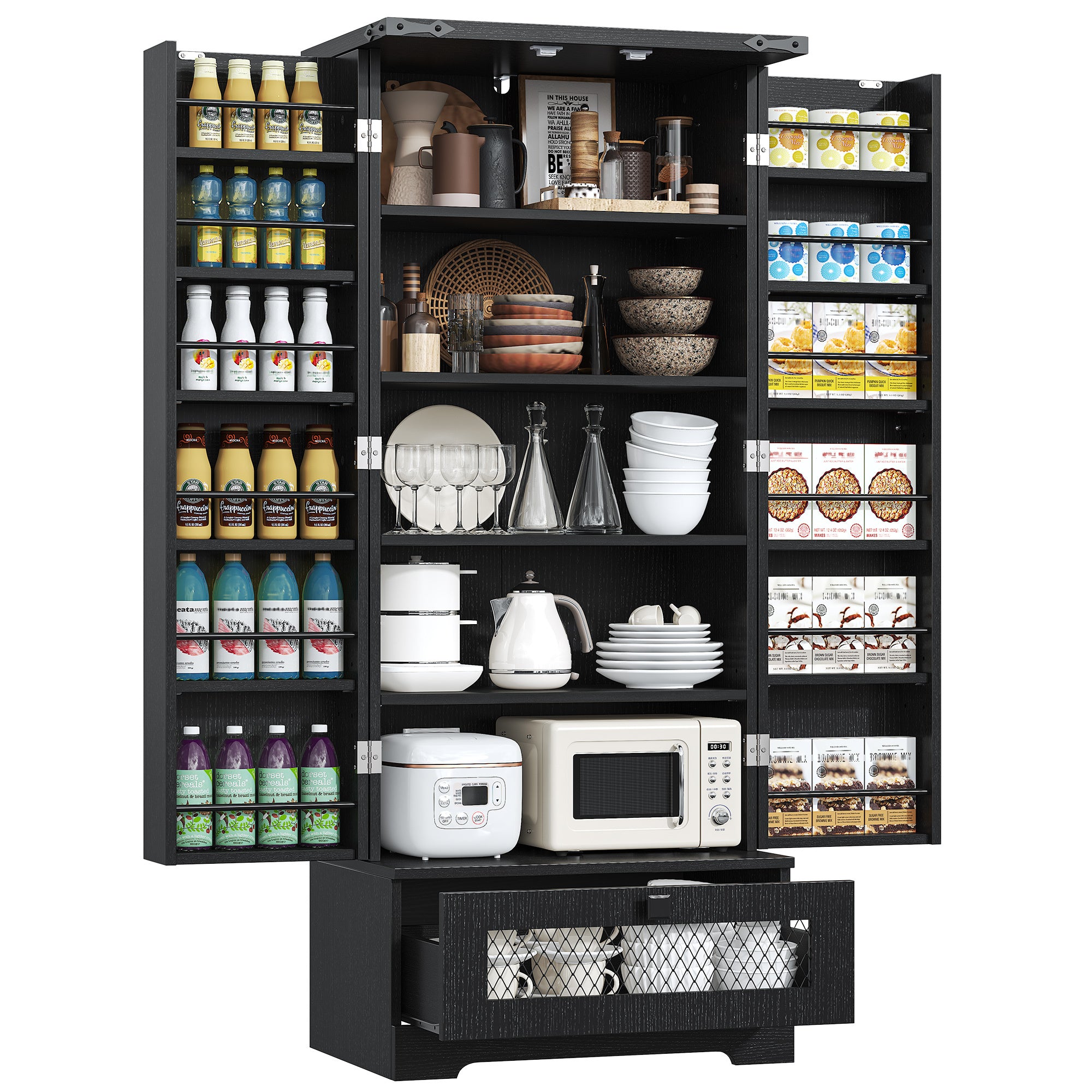 Multi-Function Kitchen Cabinet 55 With Drawers &amp; Adjustable Shelves