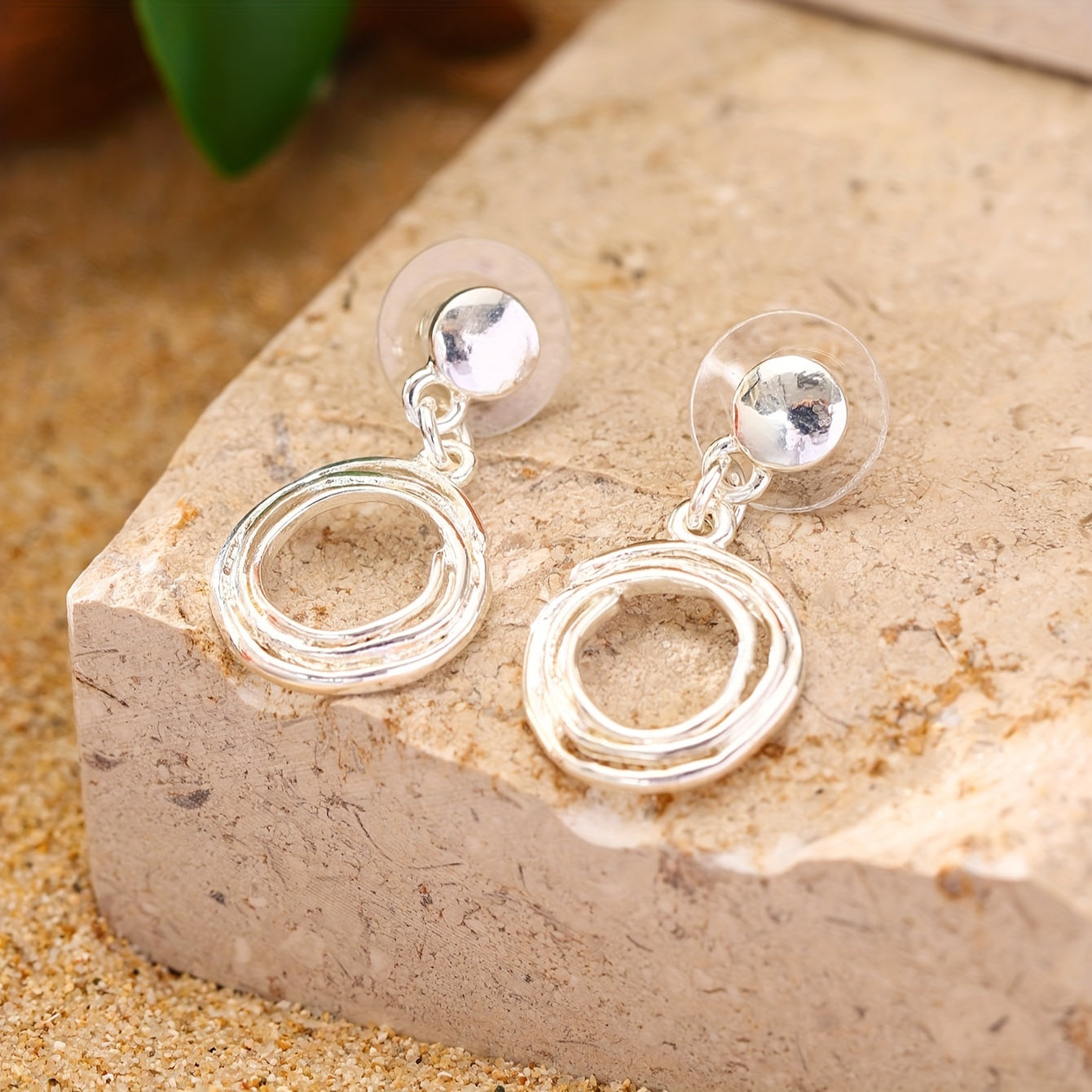 Meicem Geometric Silver Jewelry Set: Necklace &amp; Earrings