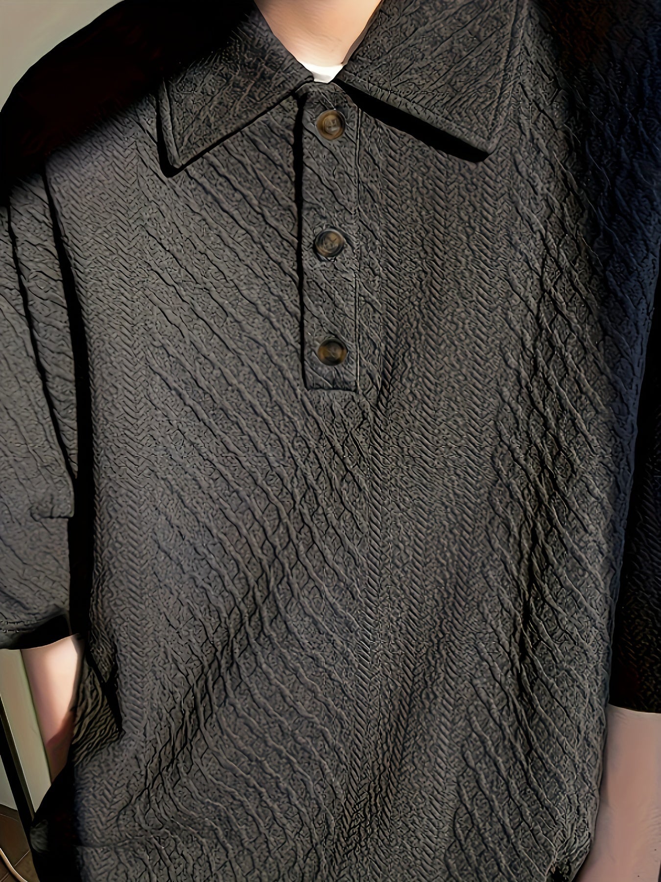 Áo Golf Nam Dáng Rộng, Họa Tiết Hình Học, Tay Ngắn