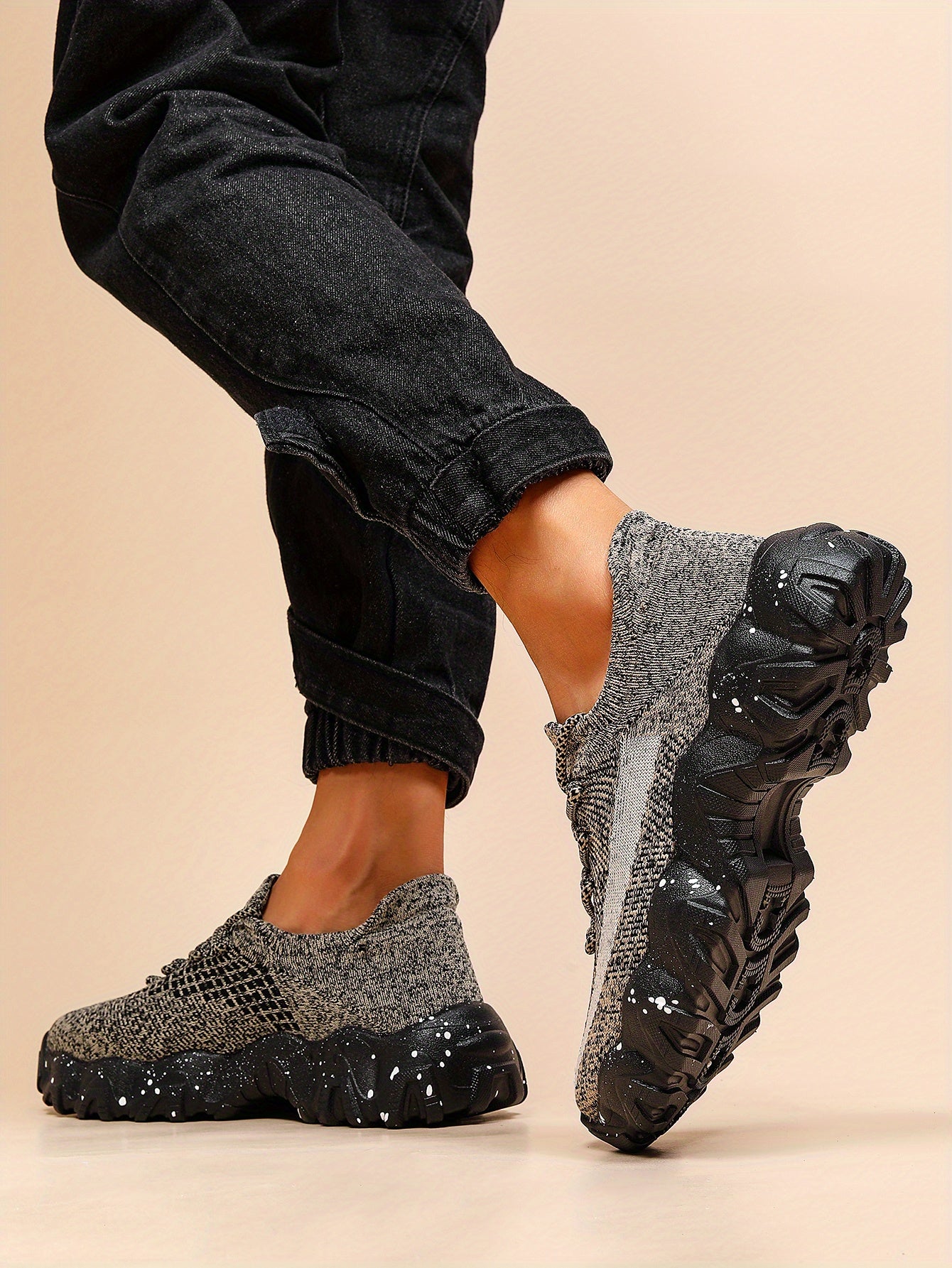 Giày Sneaker Nam Thể Thao Họa Tiết Hình Học Thoáng Khí