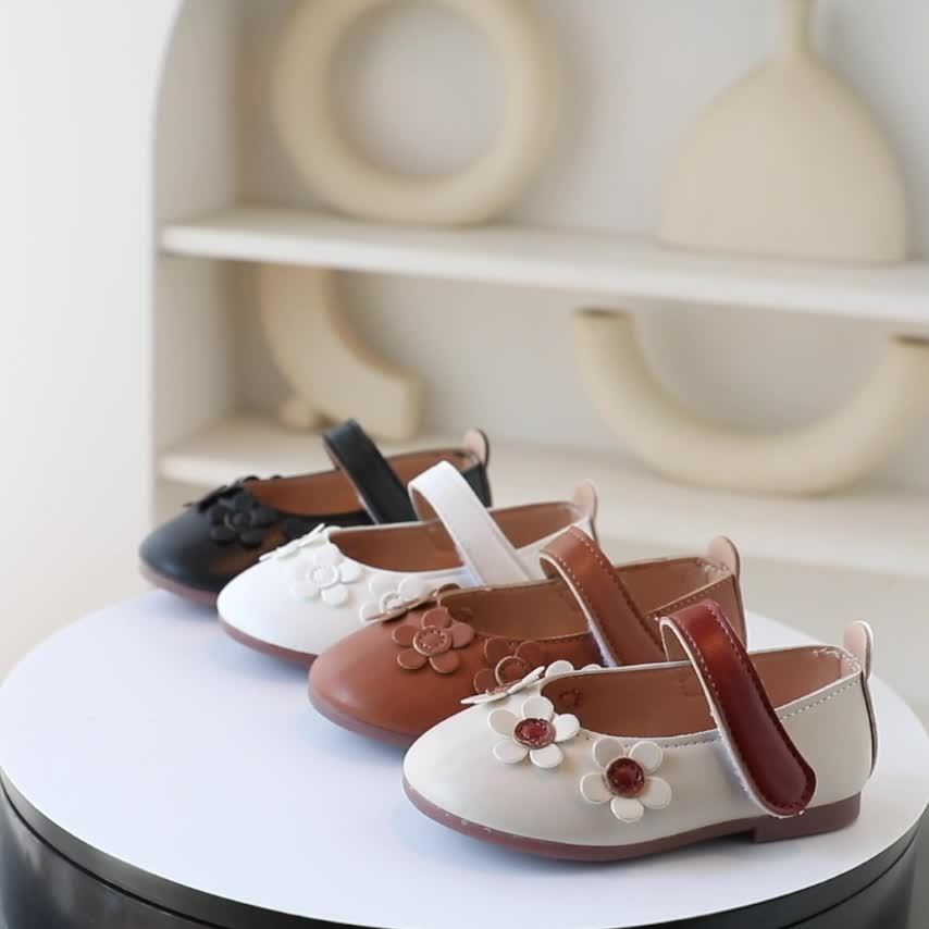 Giày Búp Bê Hoa 3D Siêu Nhẹ, Êm, Chống Trượt Cho Bé