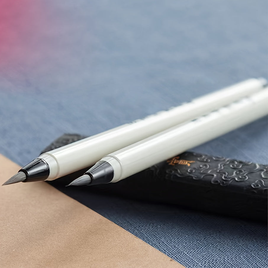 Bút Thư Pháp Cầm Tay - Đầu Mềm, Mực Nước, Cán Đuôi Chuột