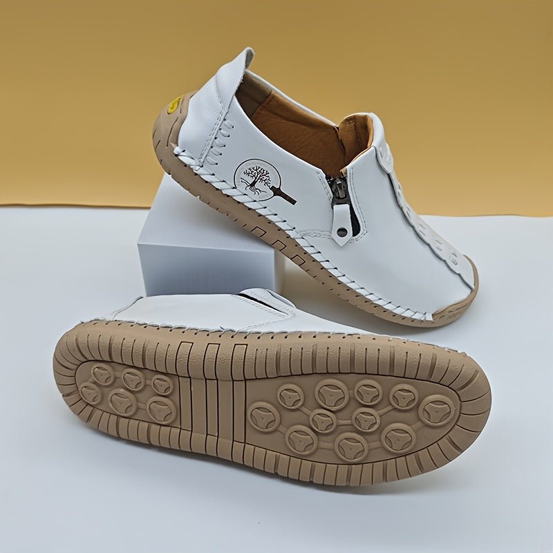 Giày Lười Nam Vintage Da Tổng Hợp Cổ Điển Thủ Công