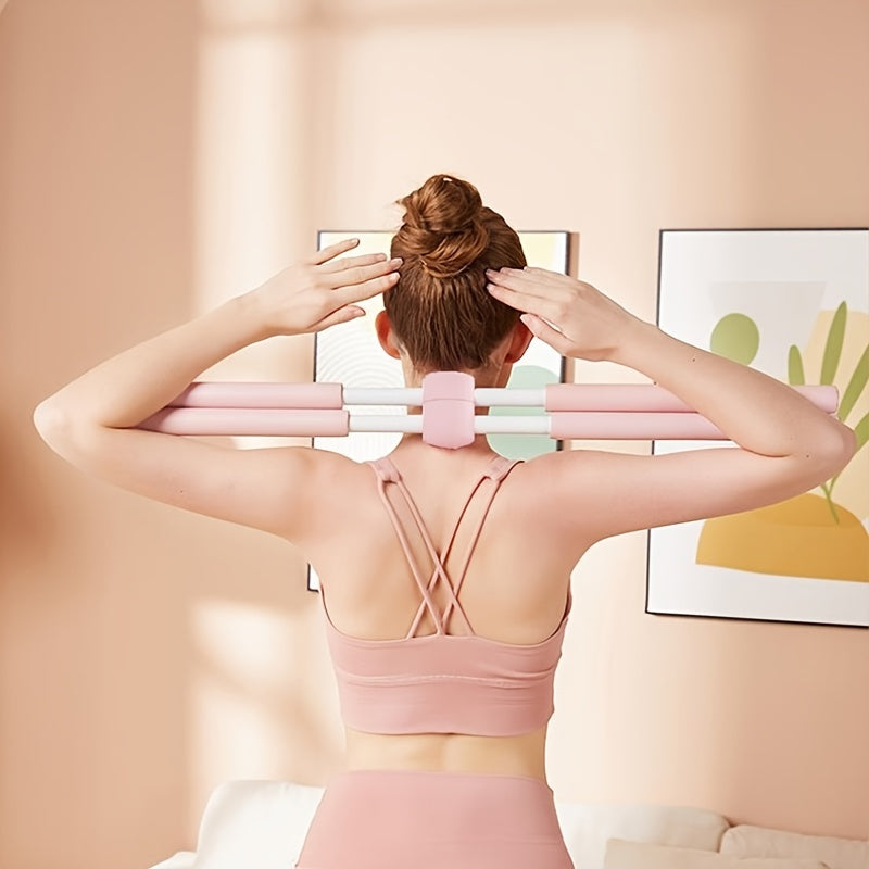 Adjustable Yoga Sticks for & Humpback Syndrome - Portable Stretching Pole with Extendable Length (Pink/Green/Blue) - Ideal for Scoliosis Treatment, Spinal & /Travel - Daisan Mart