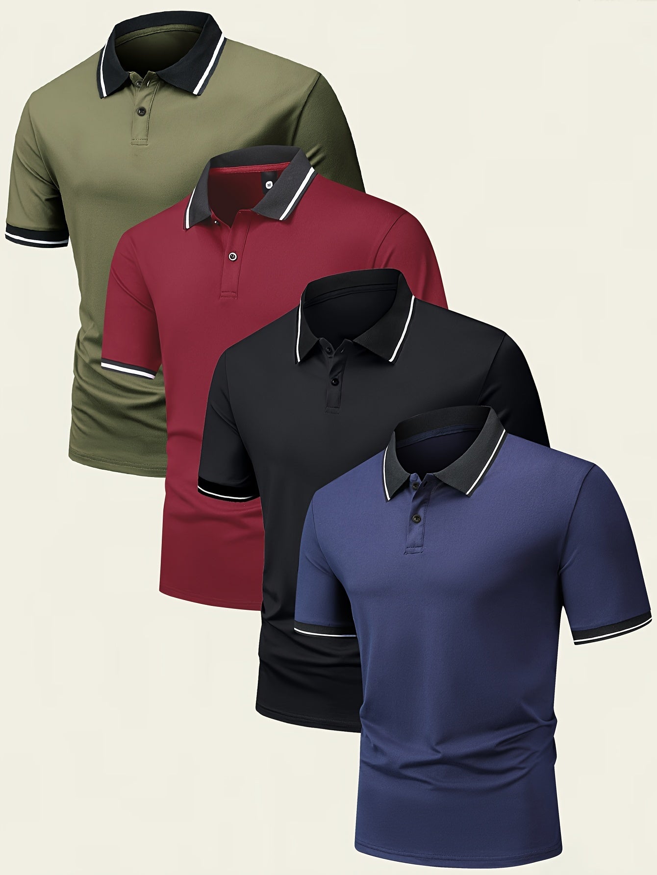 Men's Summer Short Sleeve Sports Shirt, Contrast Trim