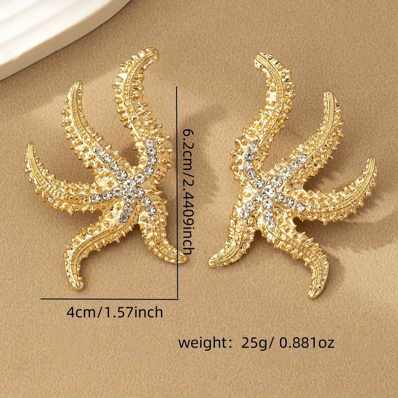 Elegant Classic Crystal Starfish Earrings for Women