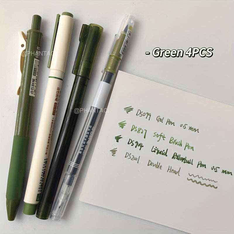 4 Color Calligraphy Brush Pens, Multi-Stroke, 0.5mm Thin Edge