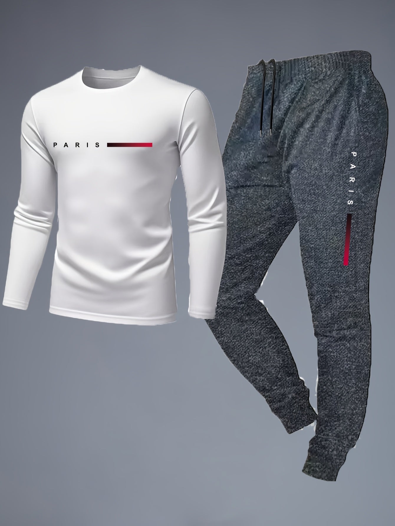 PARIS Men's Tracksuit - Red Shirt &amp; Black Jogger Pants