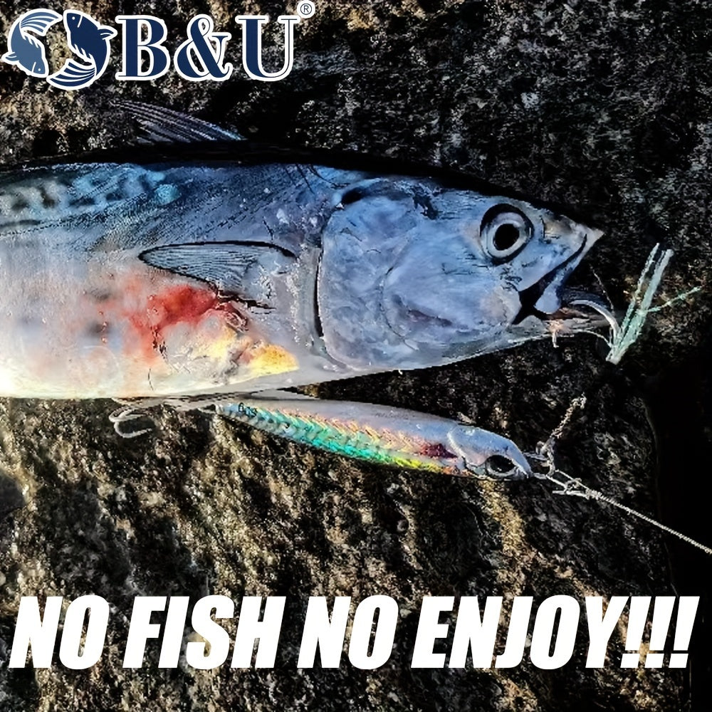 B&U Metal Cast Jig - 3D Printed Spoon Casting Jigging for Saltwater Fishing - 30G/40G/60G Artificial Bait Tackle with Enhanced Durability and Realistic Design - For Fishing Enthusiasts - Ideal Gift for Anglers