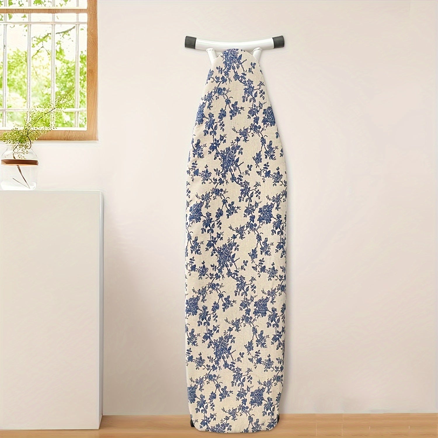 Blue Rose Ironing Board Cover - 55"X20", Anti-Scald, Stain-Resistant, Durable Polyester Cotton, Secure Fit With Nose Pockets