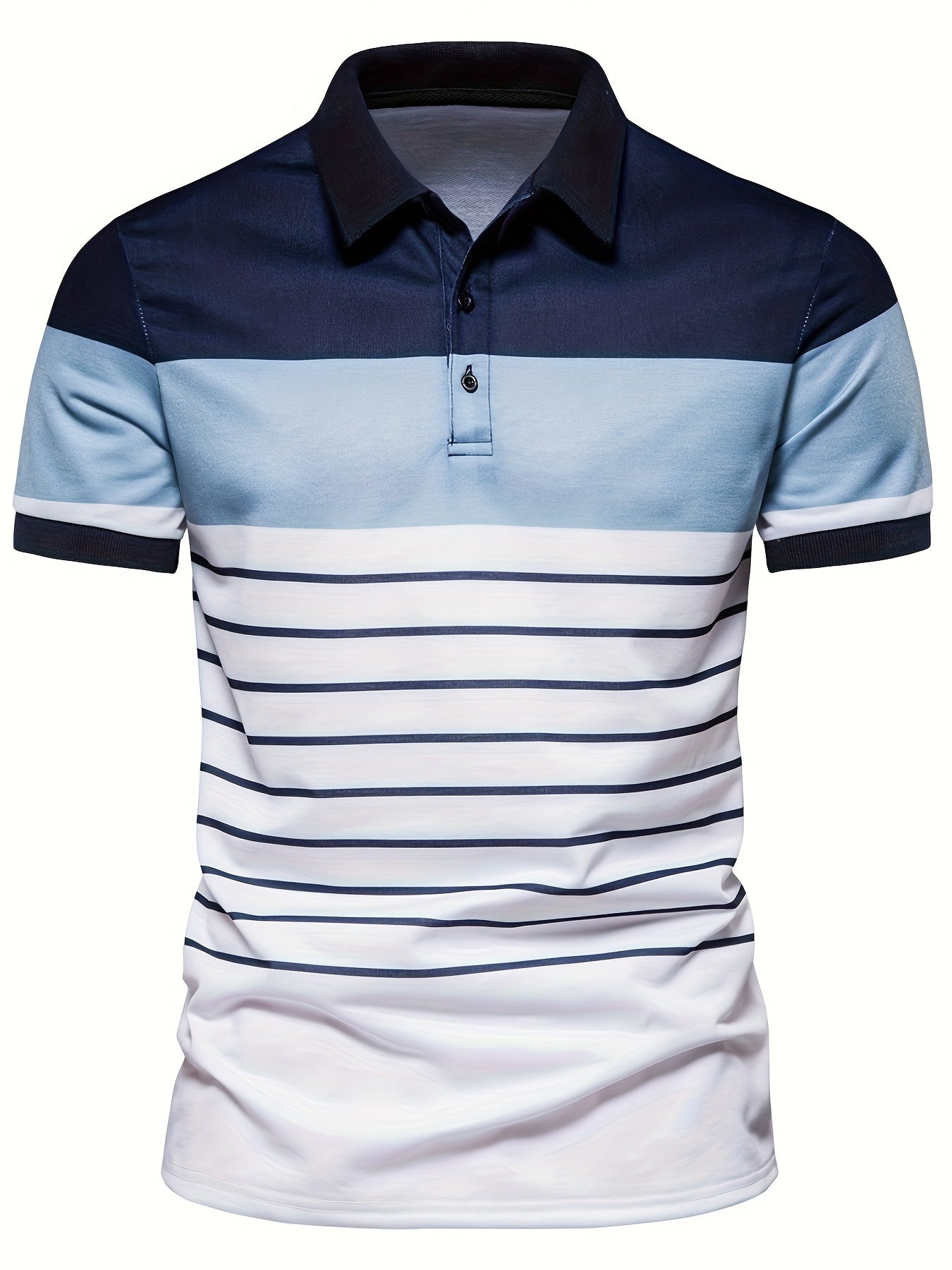 Áo Golf Nam Kẻ Sọc Thoáng Mát, Cộc Tay Nửa Khuy