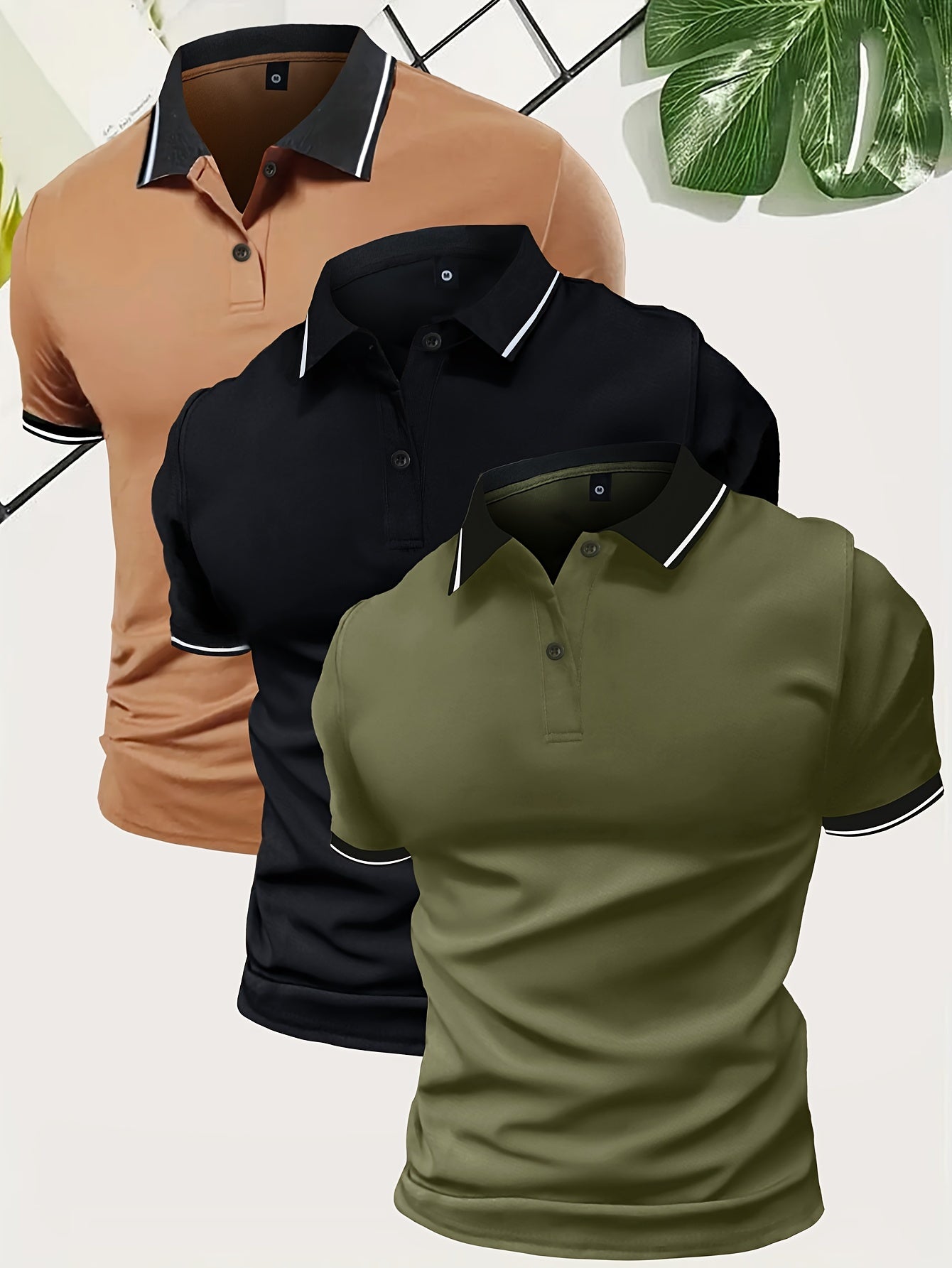 Men's Golf Shirt 3-Piece Breathable V-Neck Summer Wear