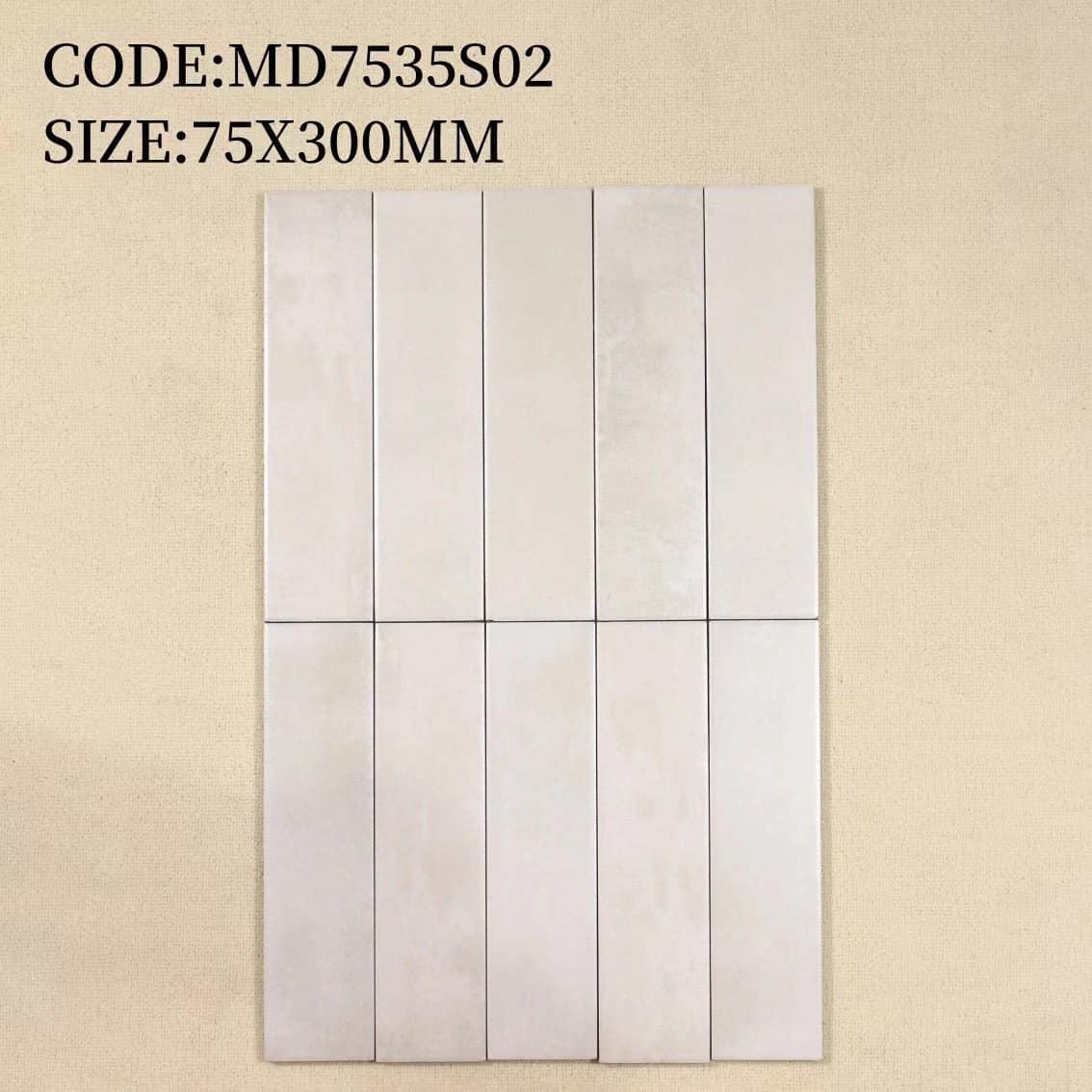 Flat matte porcelain tile size 75x300 code MD7534S02