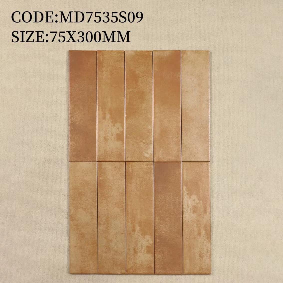 Flat matte porcelain tile size 75x300 code MD7534S09
