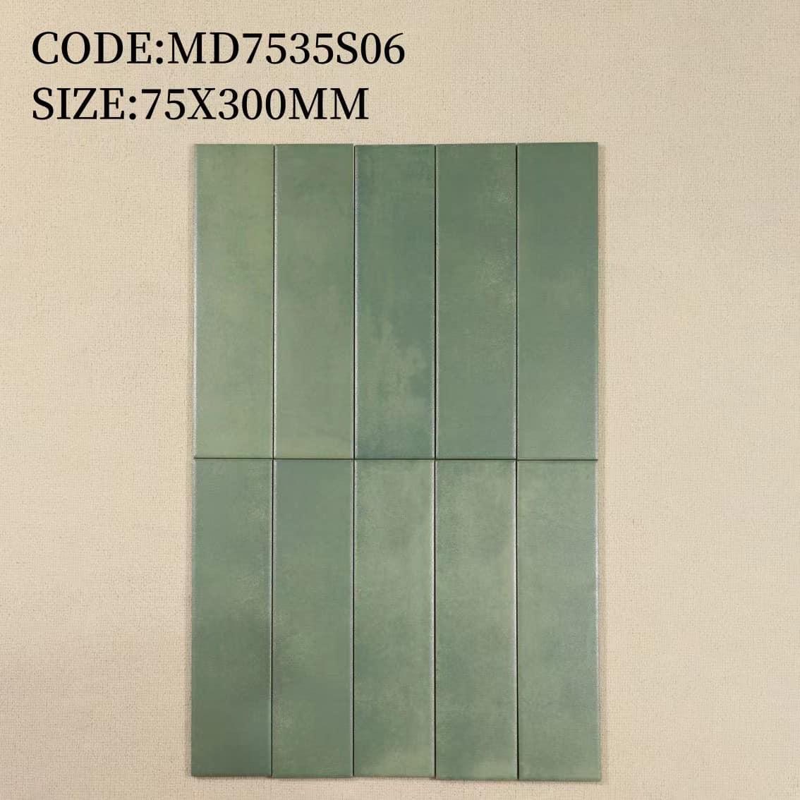 Flat matte porcelain tile size 75x300 code MD7534S06