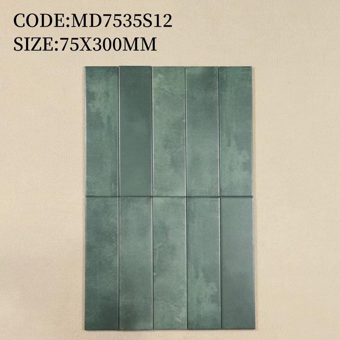 Flat matte porcelain tile size 75x300 code MD7534S12