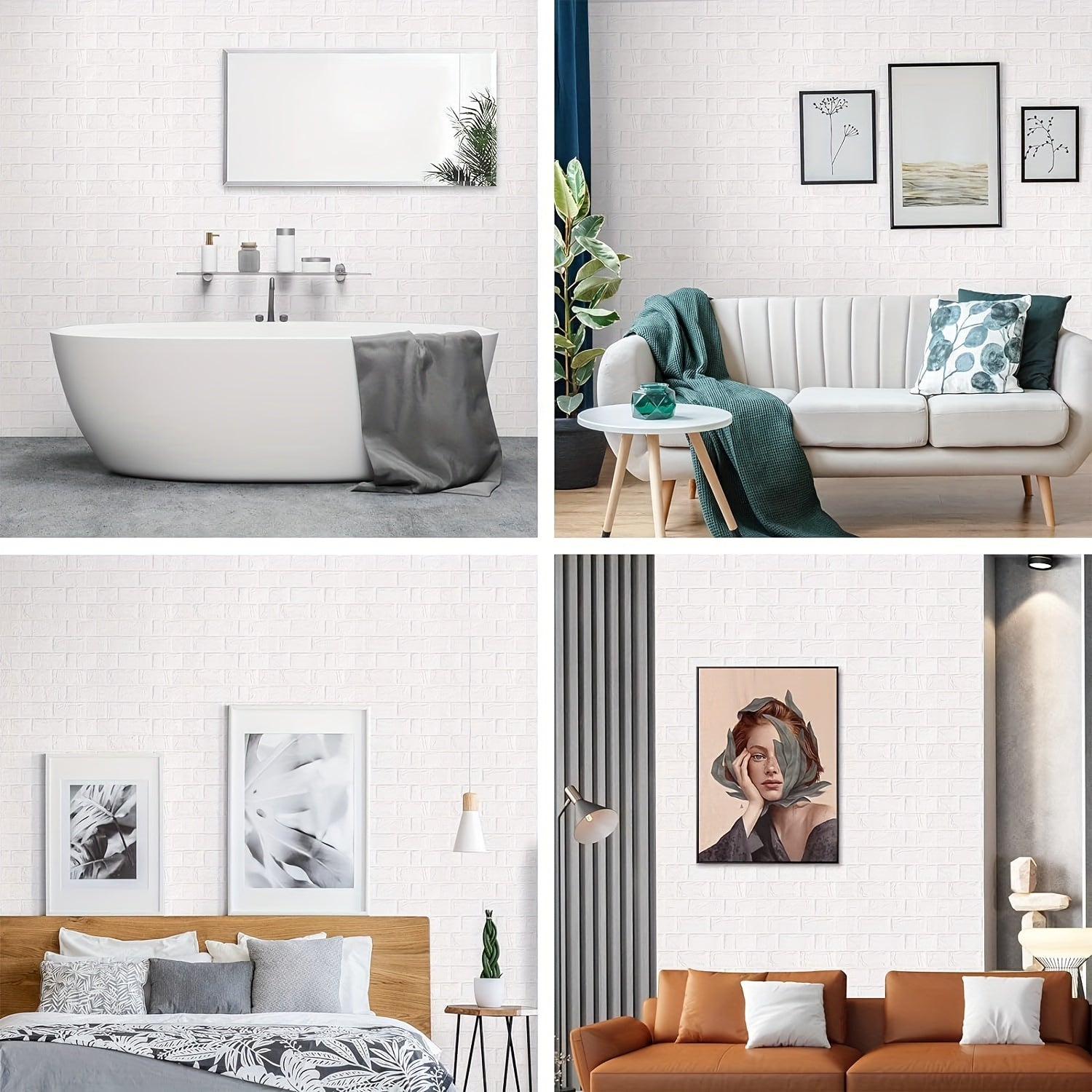 Xốp Dán Tường 3D Trắng 100 Miếng Chống Nước, Tự Dính - Daisan Mart