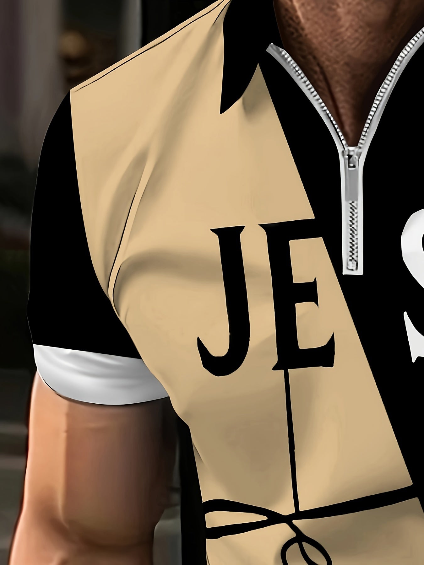 Men's Golf T-shirt Large Size Printed JESUS ​​Active Summer