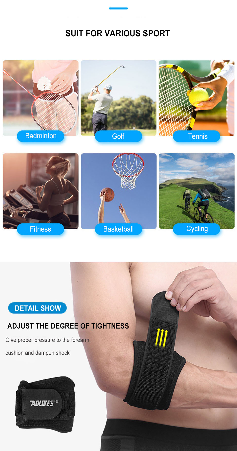 Băng Khớp Thể Thao AOLIKES - Đệm Nén Chống Trượt