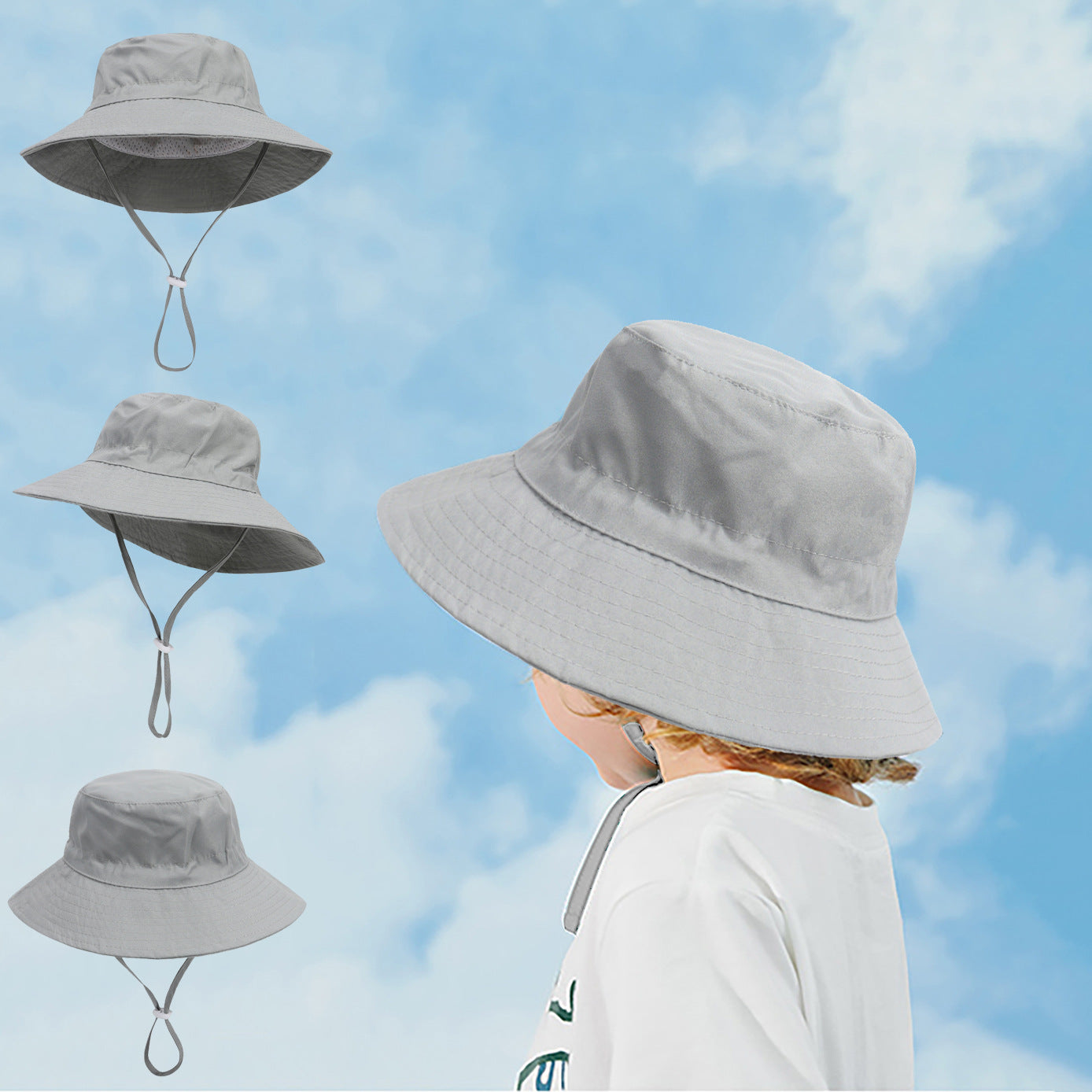 Children's Bucket Hat with Dinosaur and Octopus Print for Sun Protection
