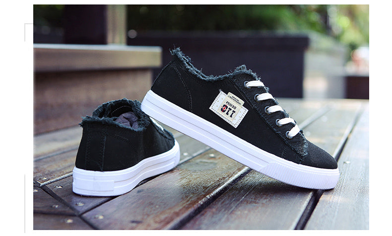 Giày Vải Nữ Trắng Trơn Đế Bằng Thoải Mái 2022