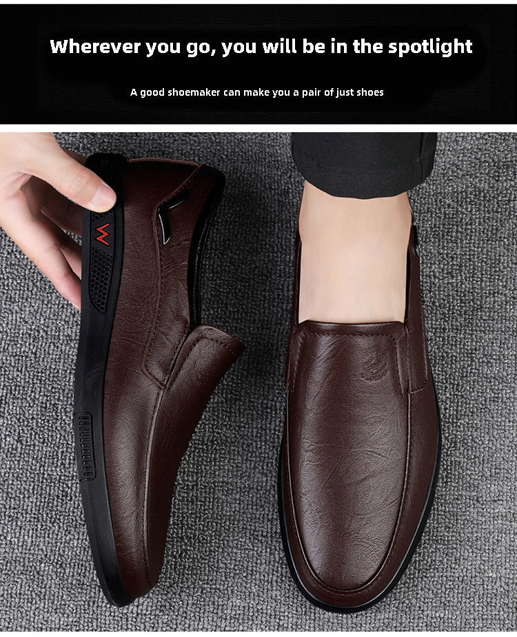 CLOHOO Men's Loafers, Elegant Cowhide, Anti-Slip