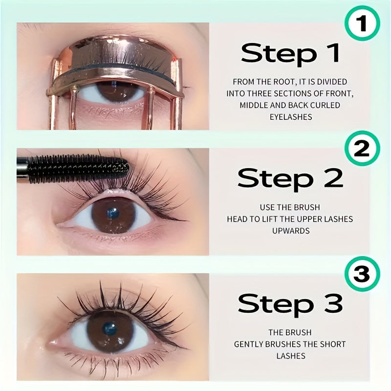 4D Thick, Curled, Long-Lasting Mascara - Set of 3 Premium Olive Brushes