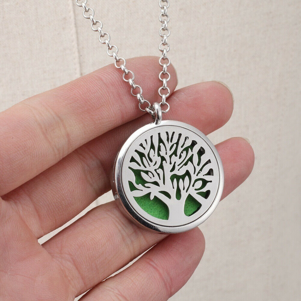 Metal Stainless Steel Pendant Necklace Open Locket Perfume Aroma Essential Oil Diffuser Necklace For Women Girls - Daisan Mart