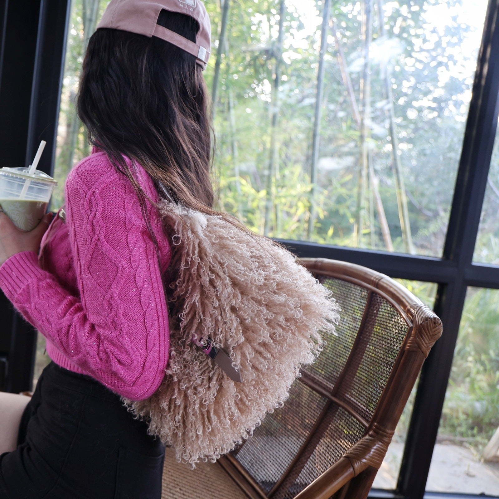 Women's Faux Wool Handbag - Soft &amp; Elegant Crossbody Bag