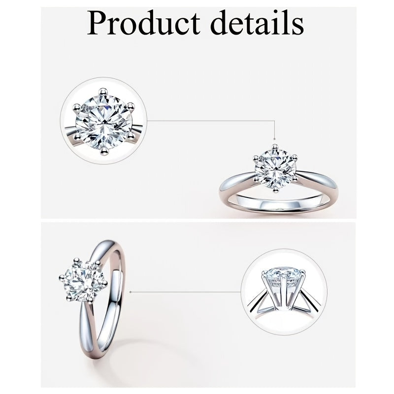 New Women'S One-Carat 925 Silver Moissanite Ring Plated with Tp950. - Daisan Mart