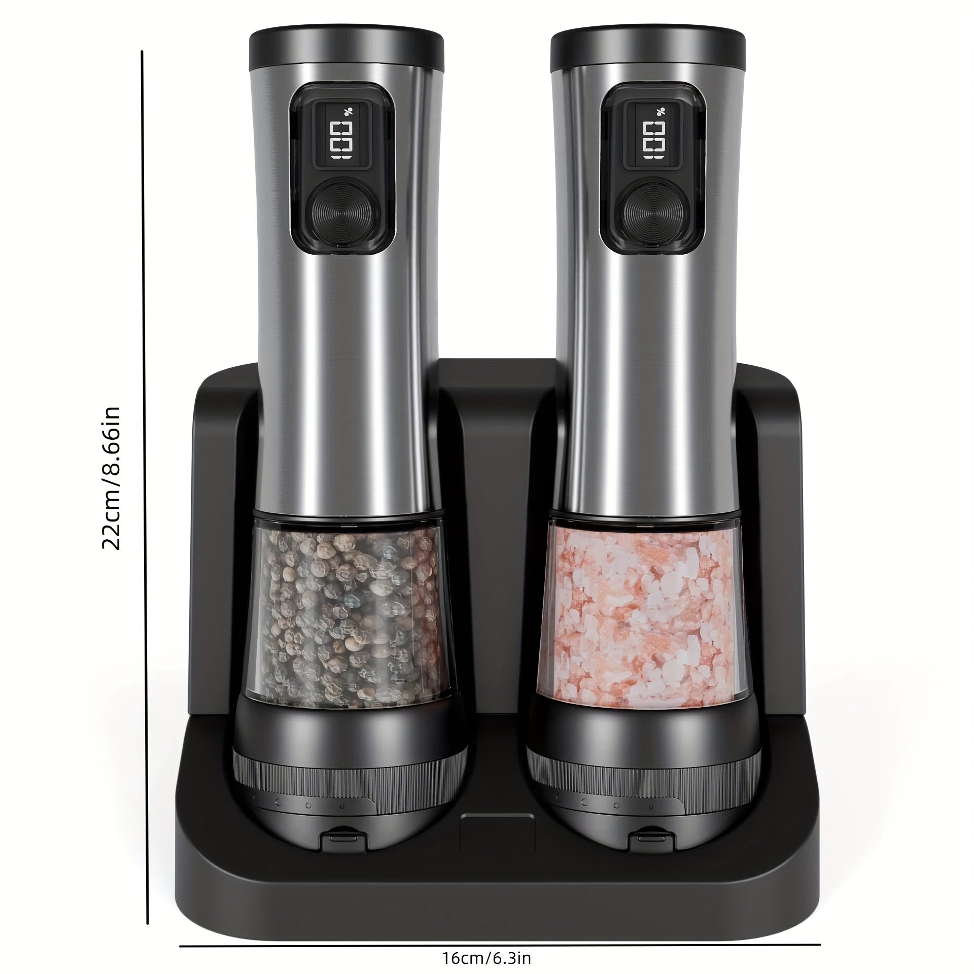 Large Rechargeable Electronic Salt &amp; Pepper Mill with LED Light