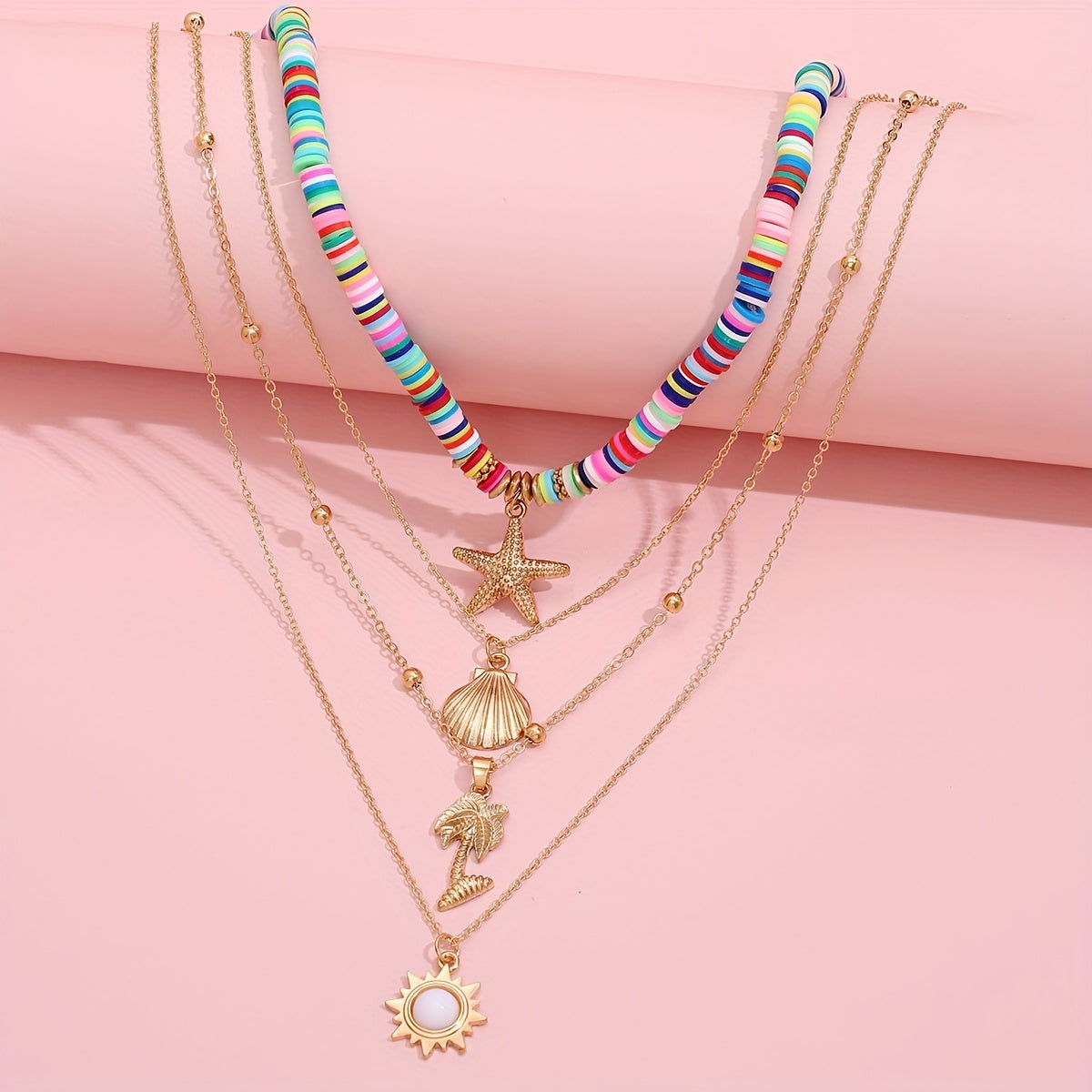 Feminine Sea Style Starfish &amp; Shell Necklace