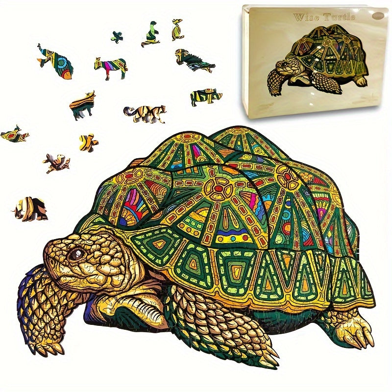 Wooden Jigsaw Puzzles For Adults&amp;14+ Years, Table Games Magic Puzzles, Unique Irregular Shaped Wood Puzzles Make A Perfect Gift For Holiday, Christmas, Birthday, Fathers Day, Mothers Day, Wise Turtle