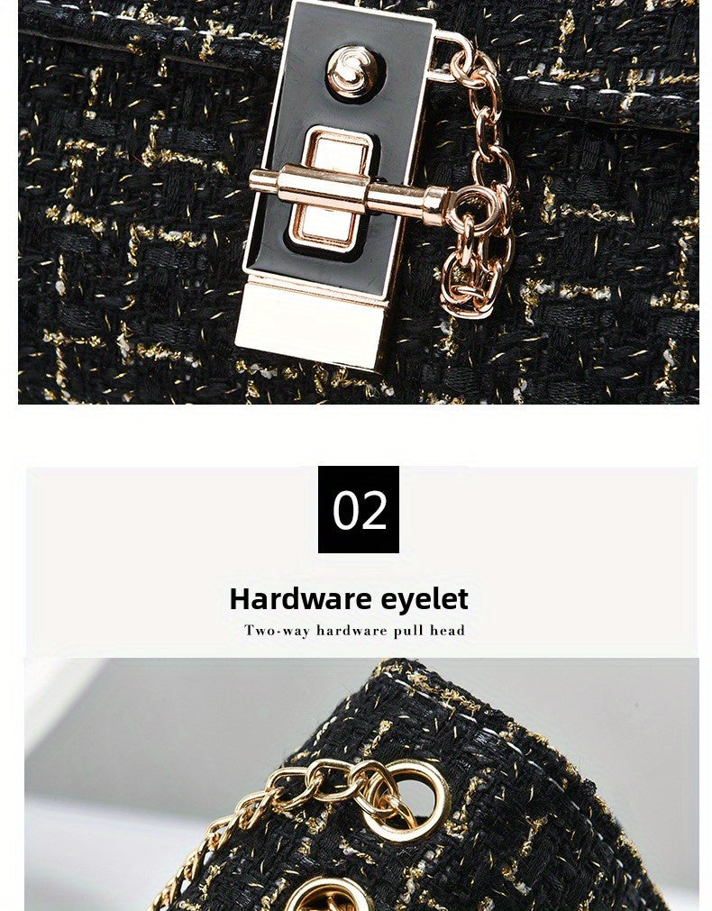 Túi Xách Nữ Dây Xích Thanh Lịch Phong Cách Tweed