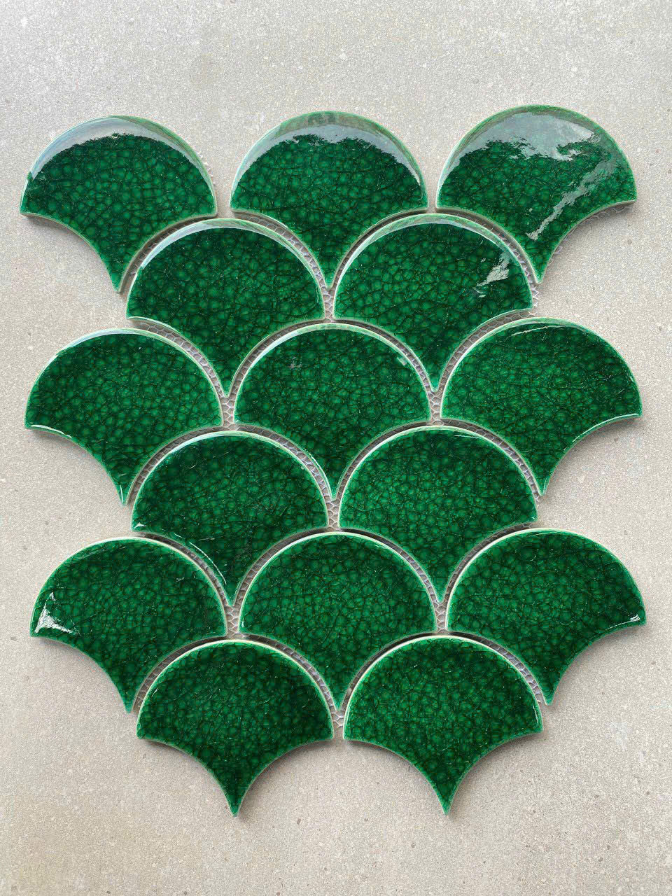 Dark Blue Crackle Glaze Fish Scale Mosaic Tile 9507