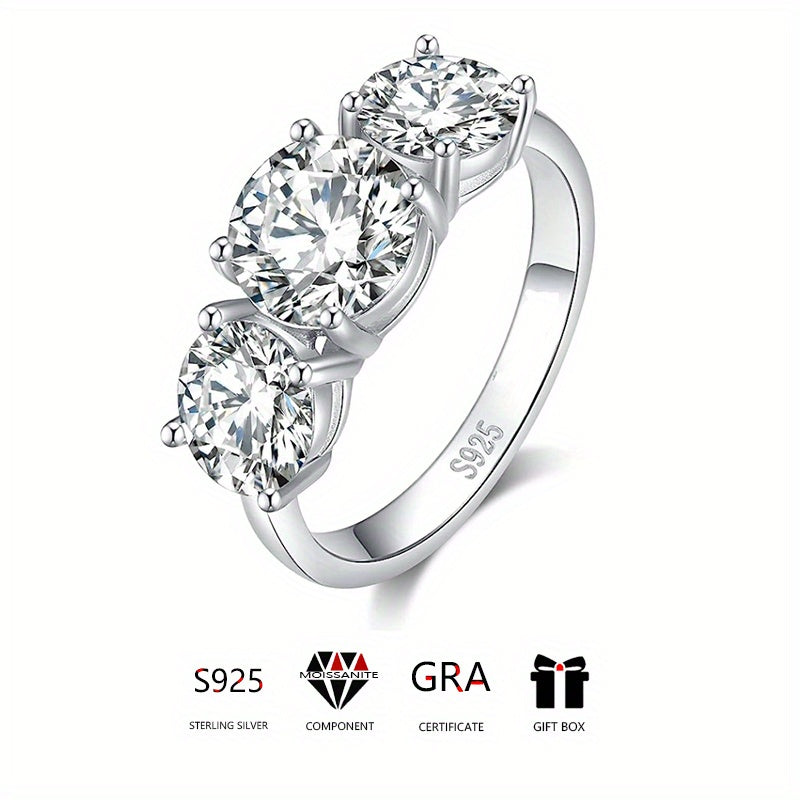 Moissanite 925 Silver Engagement Ring, High Quality, Shining