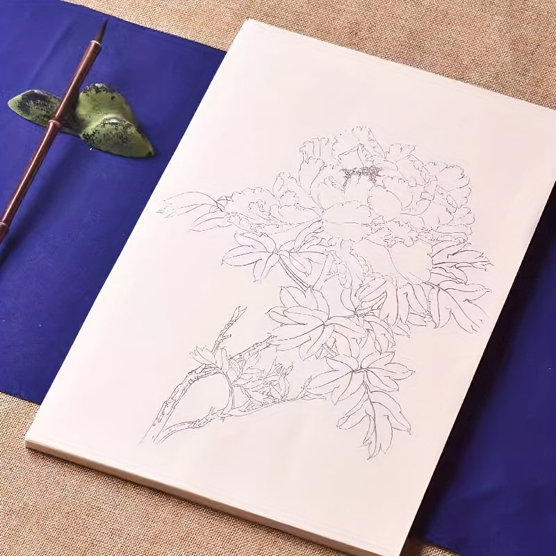 95pcs Beginners Art Kit - White Draft Flower Painting Album & Manual - Black & White Sketches, Watercolor, Chinese Pigments, Color Separation Technique - Perfect for Aspiring Artists Creative Journey