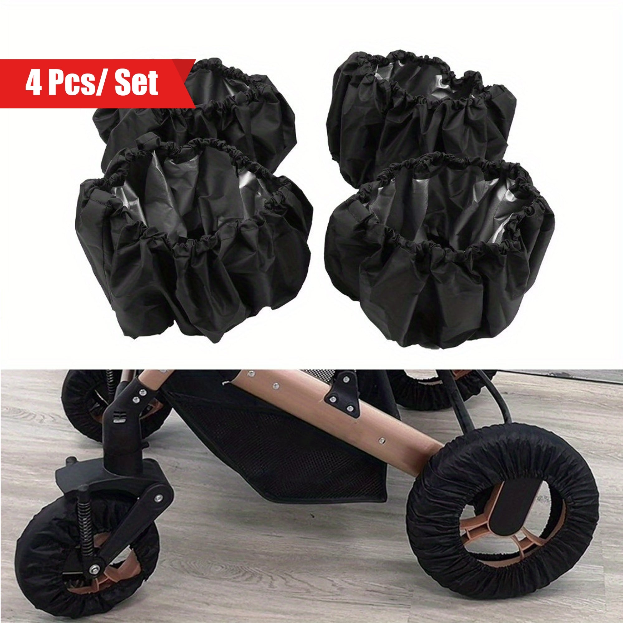 Set of 4 Anti-Dirt Baby Stroller Tire Covers (Size L)