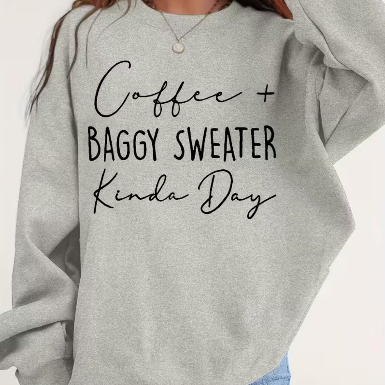 Women's Coffee Gray Hoodie &amp; Kangaroo Pocket Loose Hoodie