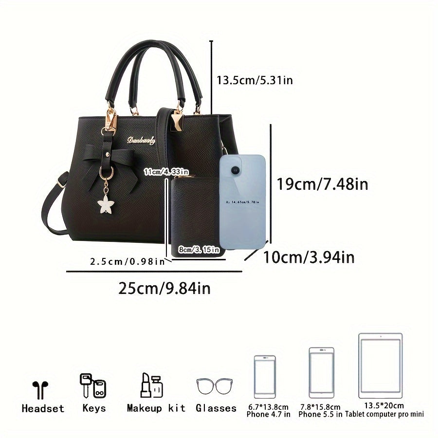 Women's Handbag with Multi-Functional Bow and Cute Mini Wallet