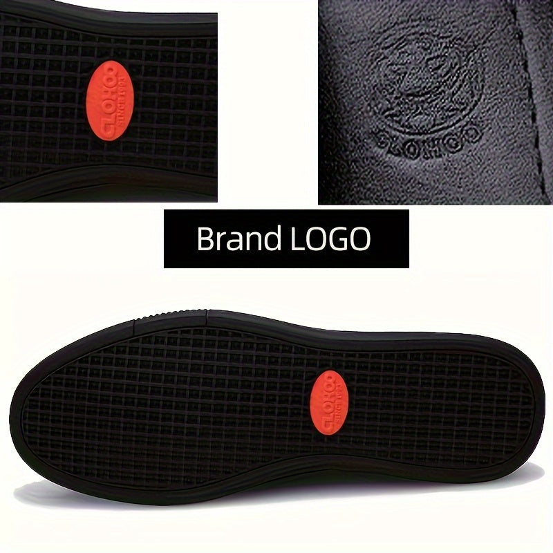 CLOHOO Men's Loafers, Elegant Cowhide, Anti-Slip