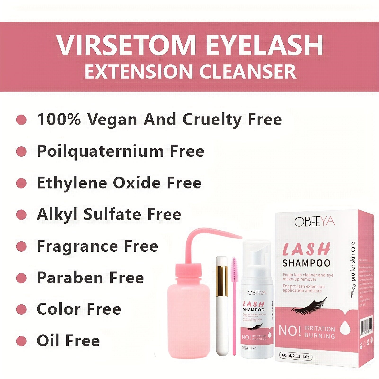 Eyelash &amp; Eyelid Cleanser, Paraben Sulfate Free Makeup Remover Brush Set