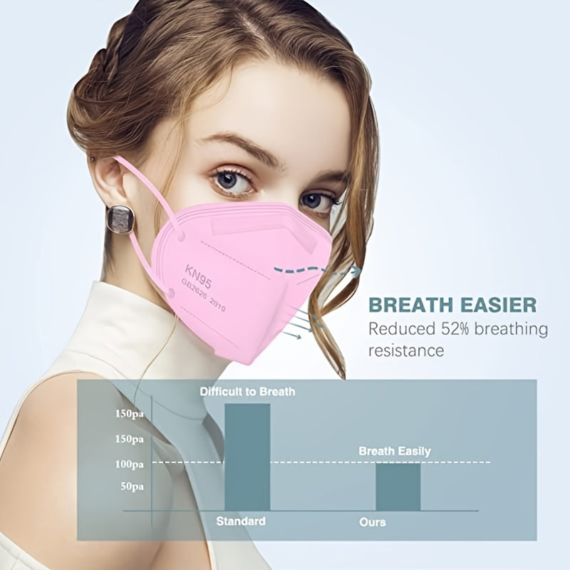 50pcs KN95 Face Masks: 5-Ply Breathable, Comfortable, And 95% Filter Efficiency - Perfect For Adults! - Daisan Mart