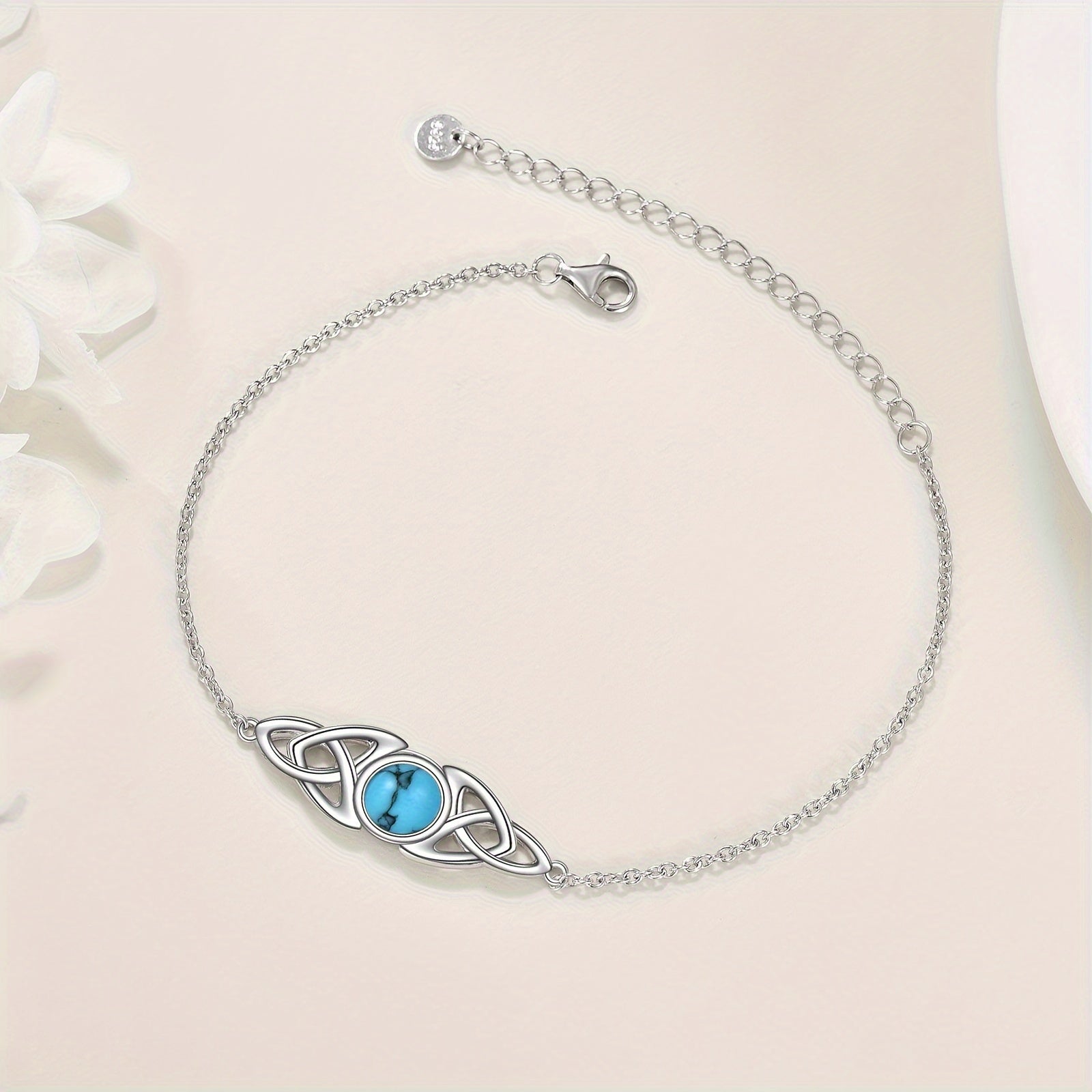 925 Celtic Women's Silver Bracelet with Turquoise Tricolor