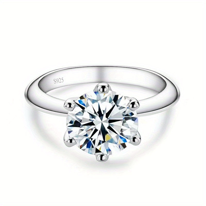 New Women'S One-Carat 925 Silver Moissanite Ring Plated with Tp950. - Daisan Mart