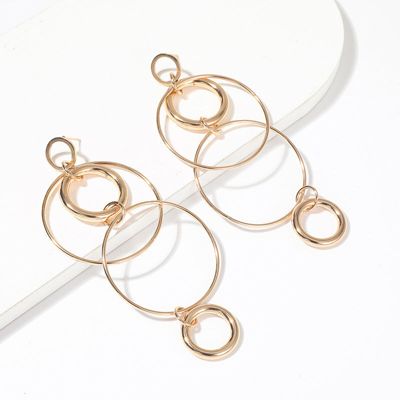 Big Hoop Earrings Personality Temperament Long Geometric Round Earrings For Women & Girls