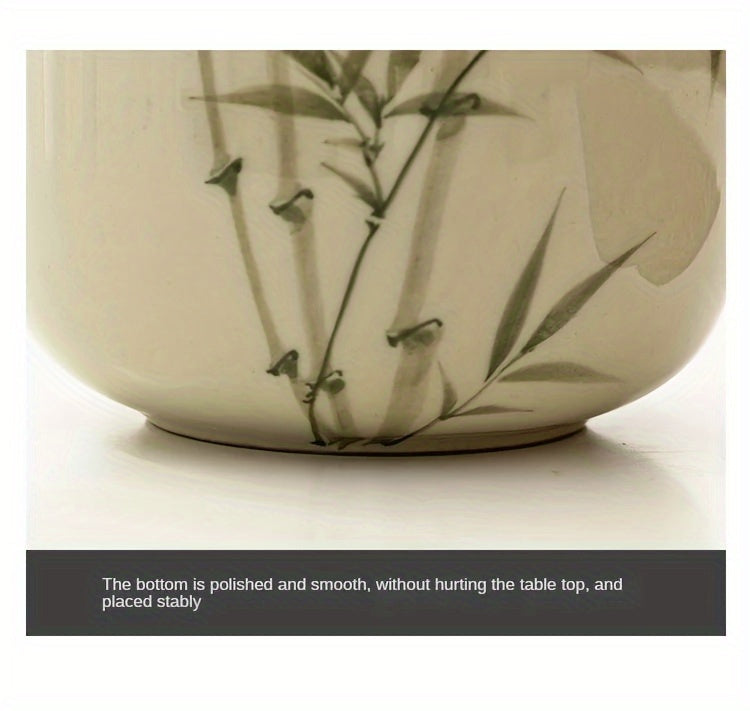 [High-Grade Pu'Er Green Tea Jar] Emerald Green Asparagus Fern Tea Jar Sealed Jar Ceramic Tea Container Moisture-Proof Chinese High-Grade Pu'Er Green Tea Warehouse