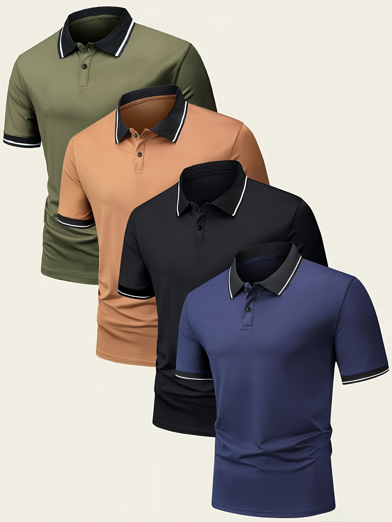 Men's Summer Short Sleeve Sports Shirt, Contrast Trim