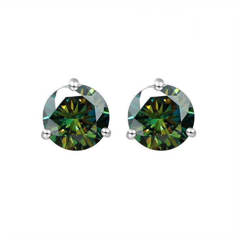Exquisite 925 Silver 3-Claw Moissanite Shiny Earrings