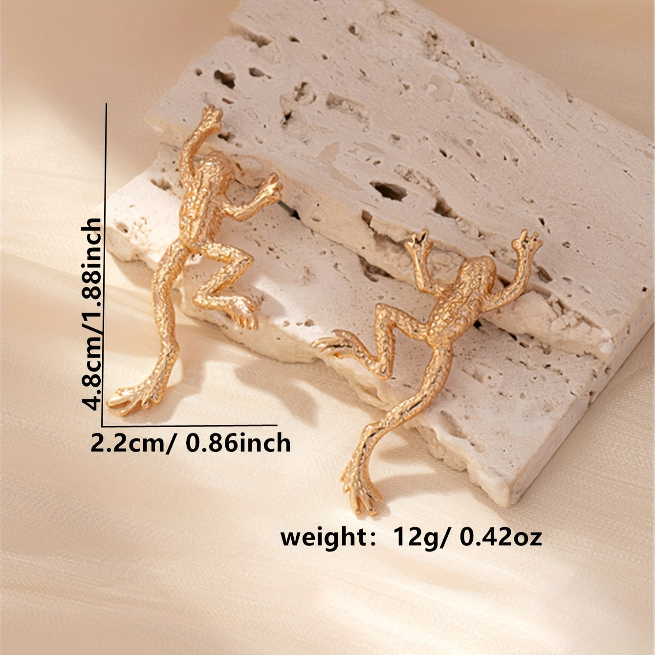 Vintage 14K Gold Frog Bohemian Earrings For Women